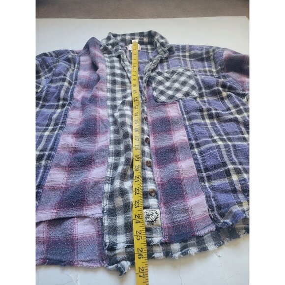 Urban Outfitter BDG Patchwork Checkered Long Sleeve Button Down Shirt Size M - Picture 11 of 12